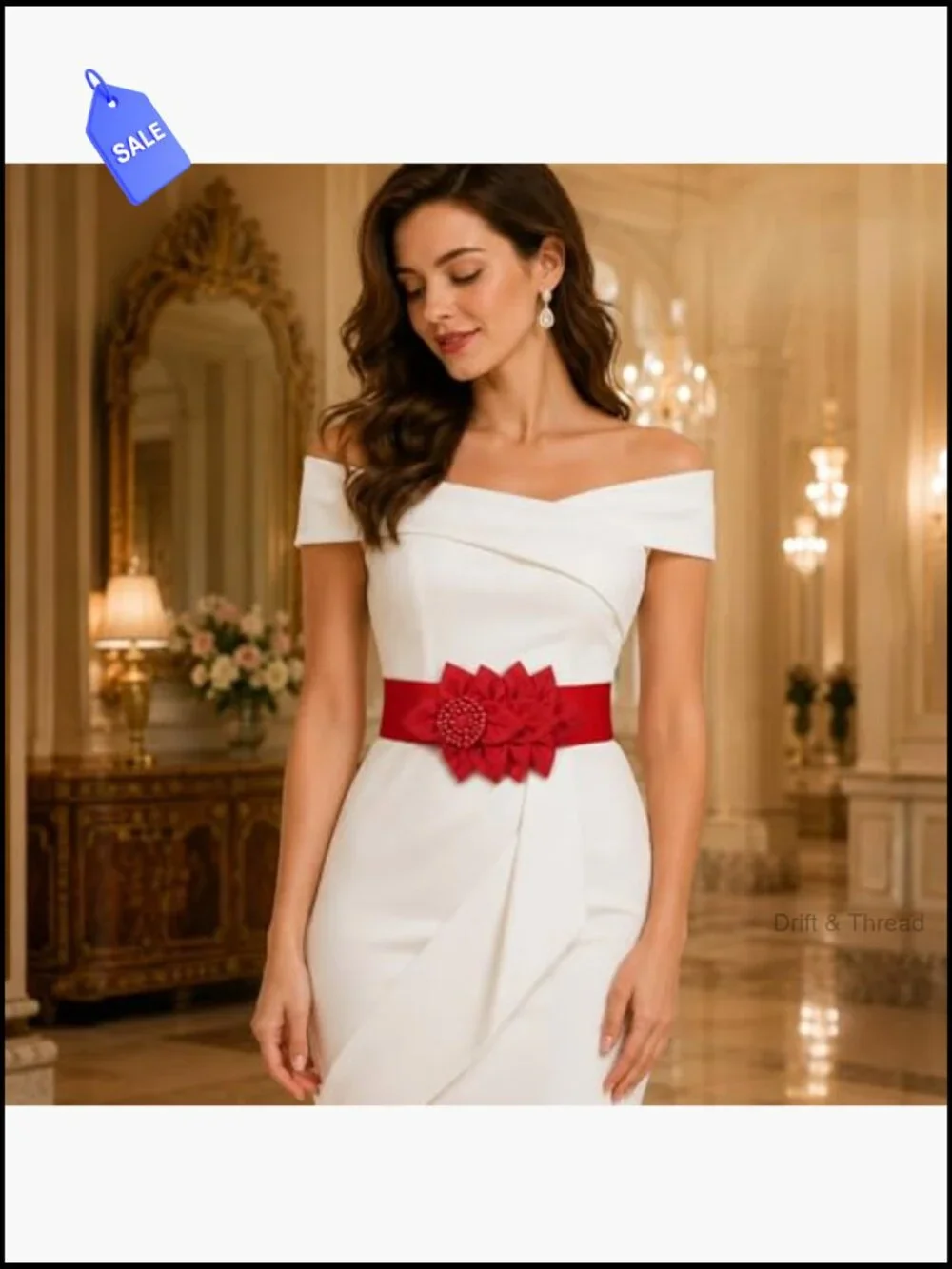 Stretchy Wide Elastic Waist Belt with Flower Embellishments - Chunky Fashion